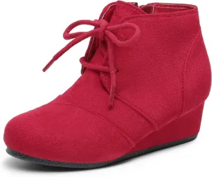 DREAM PAIRS Girls Low Wedge Heel Booties Side Zipper Ankle Boots Toddler/Little Kid/Big Kid