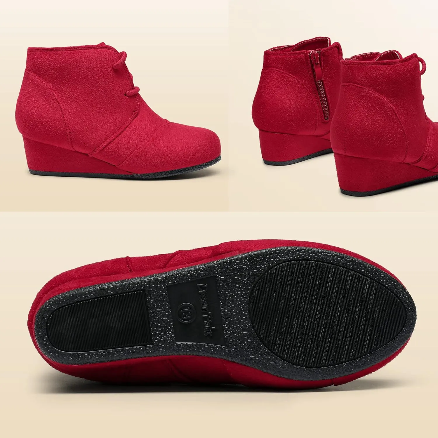 DREAM PAIRS Girls Low Wedge Heel Booties Side Zipper Ankle Boots Toddler/Little Kid/Big Kid