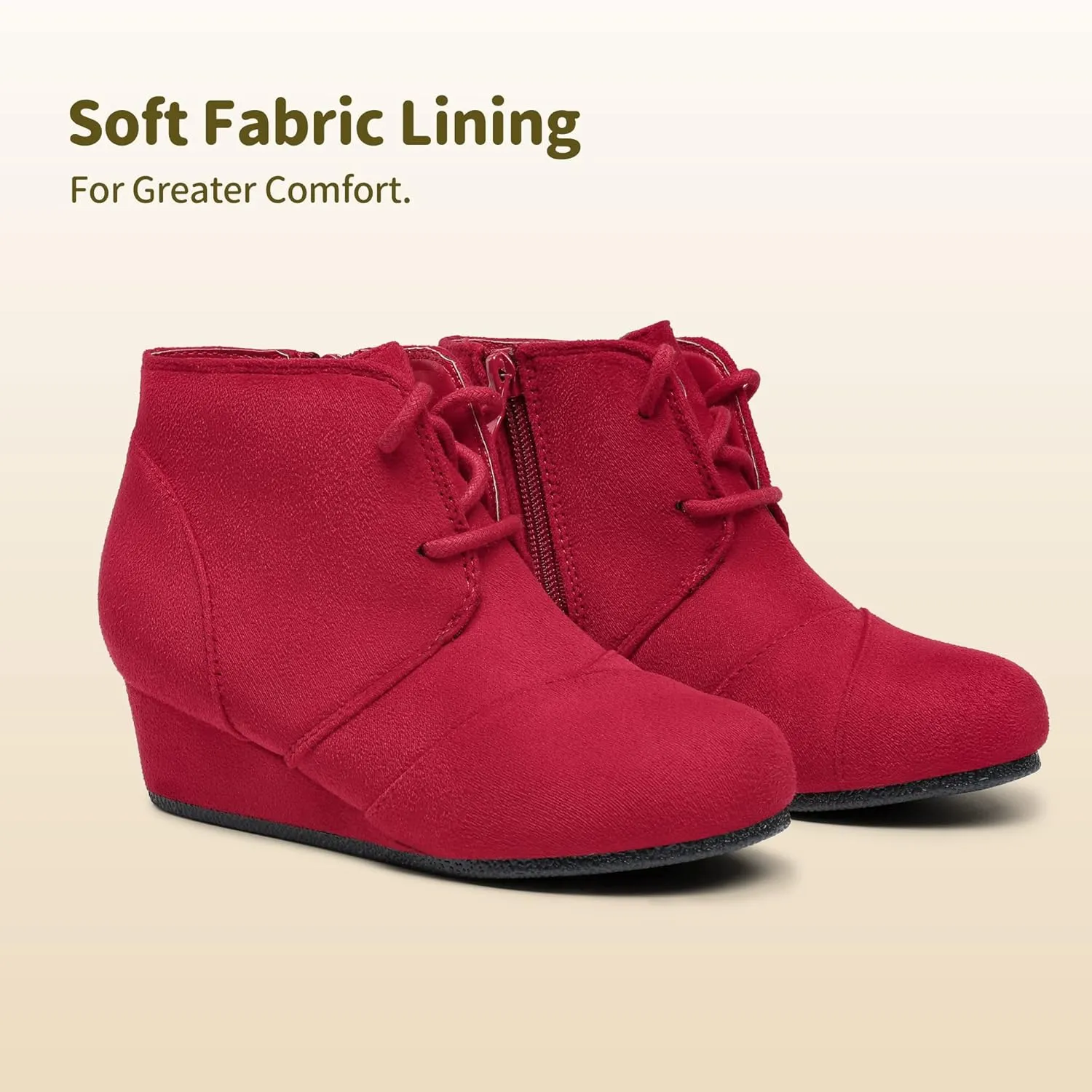 DREAM PAIRS Girls Low Wedge Heel Booties Side Zipper Ankle Boots Toddler/Little Kid/Big Kid