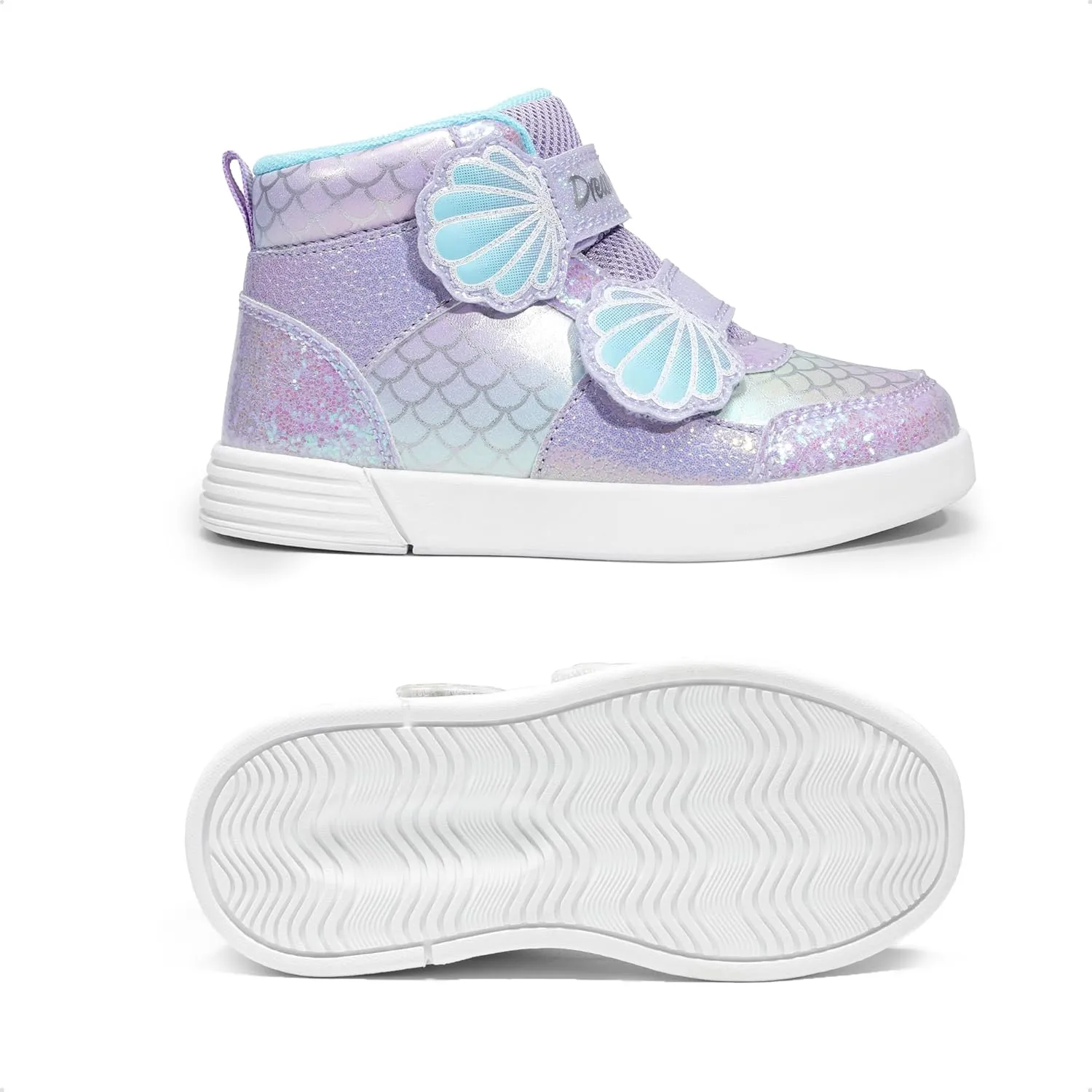 DREAM PAIRS Girls Shoes Toddler Sneakers Kids High Top Shoes with Hook and Loop Storybook Casual Walking Shoes