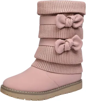 DREAM PAIRS Girl's Winter Snow Boots Faux Fur Lined Mid Calf Shoes