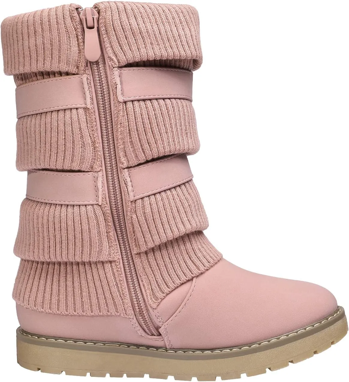 DREAM PAIRS Girl's Winter Snow Boots Faux Fur Lined Mid Calf Shoes