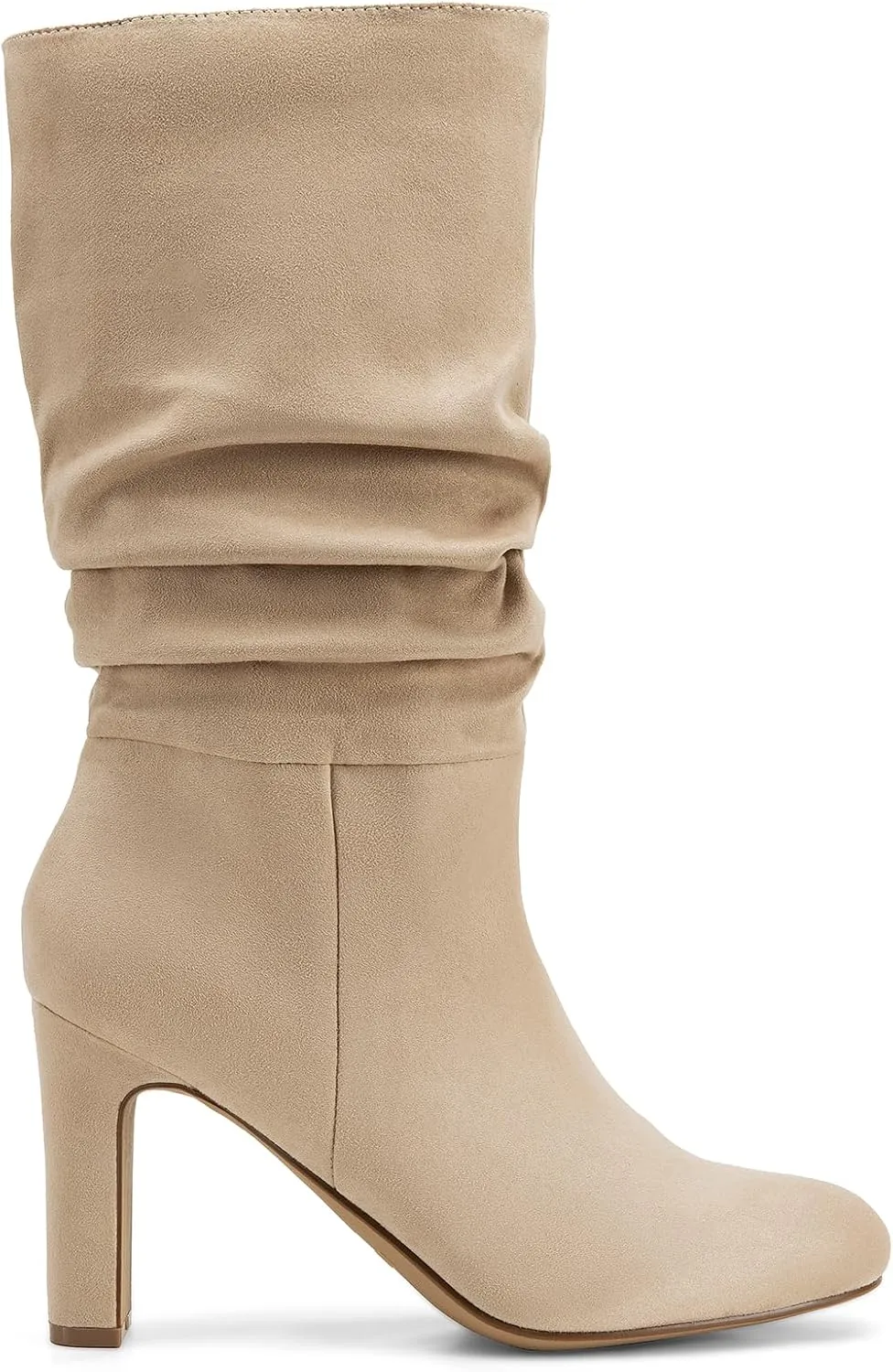 DREAM PAIRS Slouch Boots for Women Mid Calf, Women's Fashion Almond Toe High Heel Fall Winter Dressy Boots
