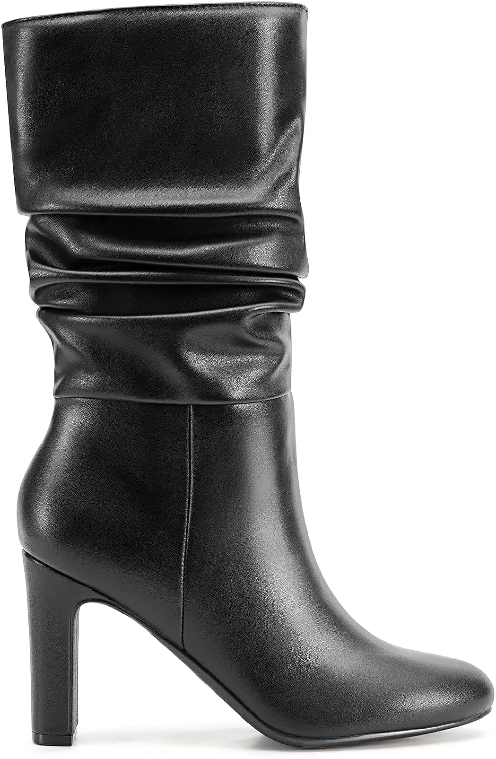 DREAM PAIRS Slouch Boots for Women Mid Calf, Women's Fashion Almond Toe High Heel Fall Winter Dressy Boots