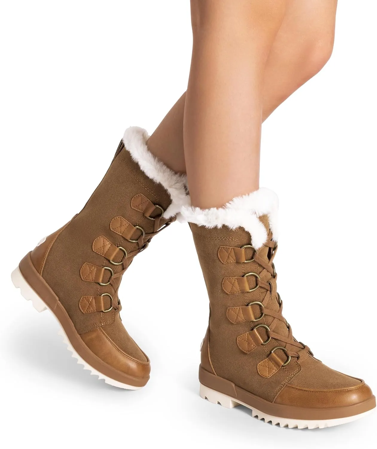 DREAM PAIRS Snow Winter Boots for Women Resistant Warm Mid-Calf Boots Faux Fur Lined Lace Up Anti-slip Outdoor Hiking Booties
