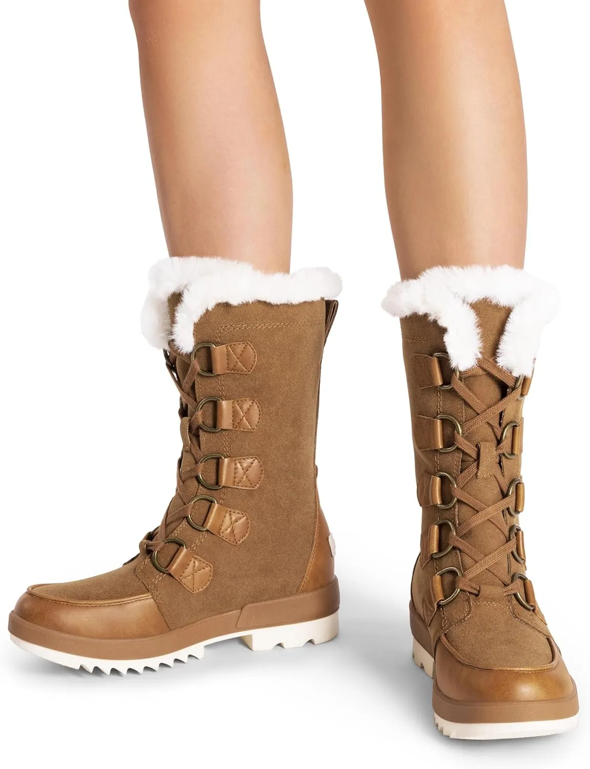 DREAM PAIRS Snow Winter Boots for Women Resistant Warm Mid-Calf Boots Faux Fur Lined Lace Up Anti-slip Outdoor Hiking Booties