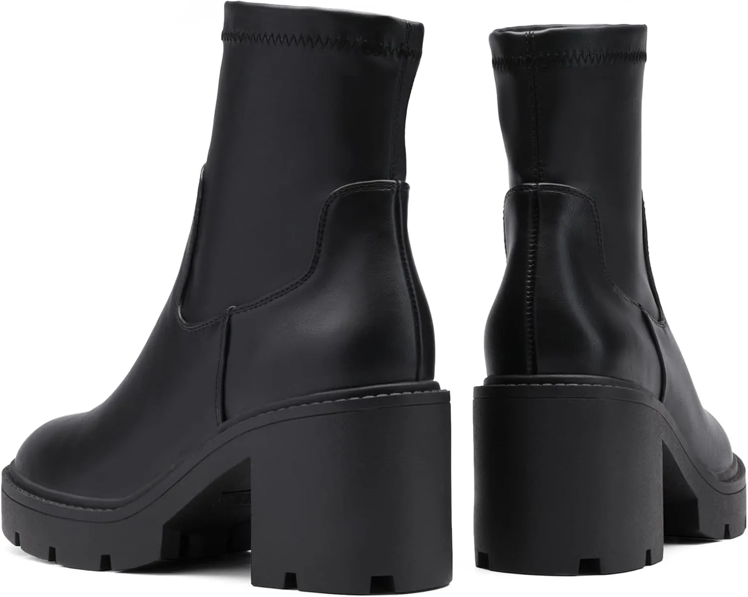 DREAM PAIRS Women's Chelsea Platform Boots Elastic Chunky Heel Lug Sole Ankle Booties Shoes