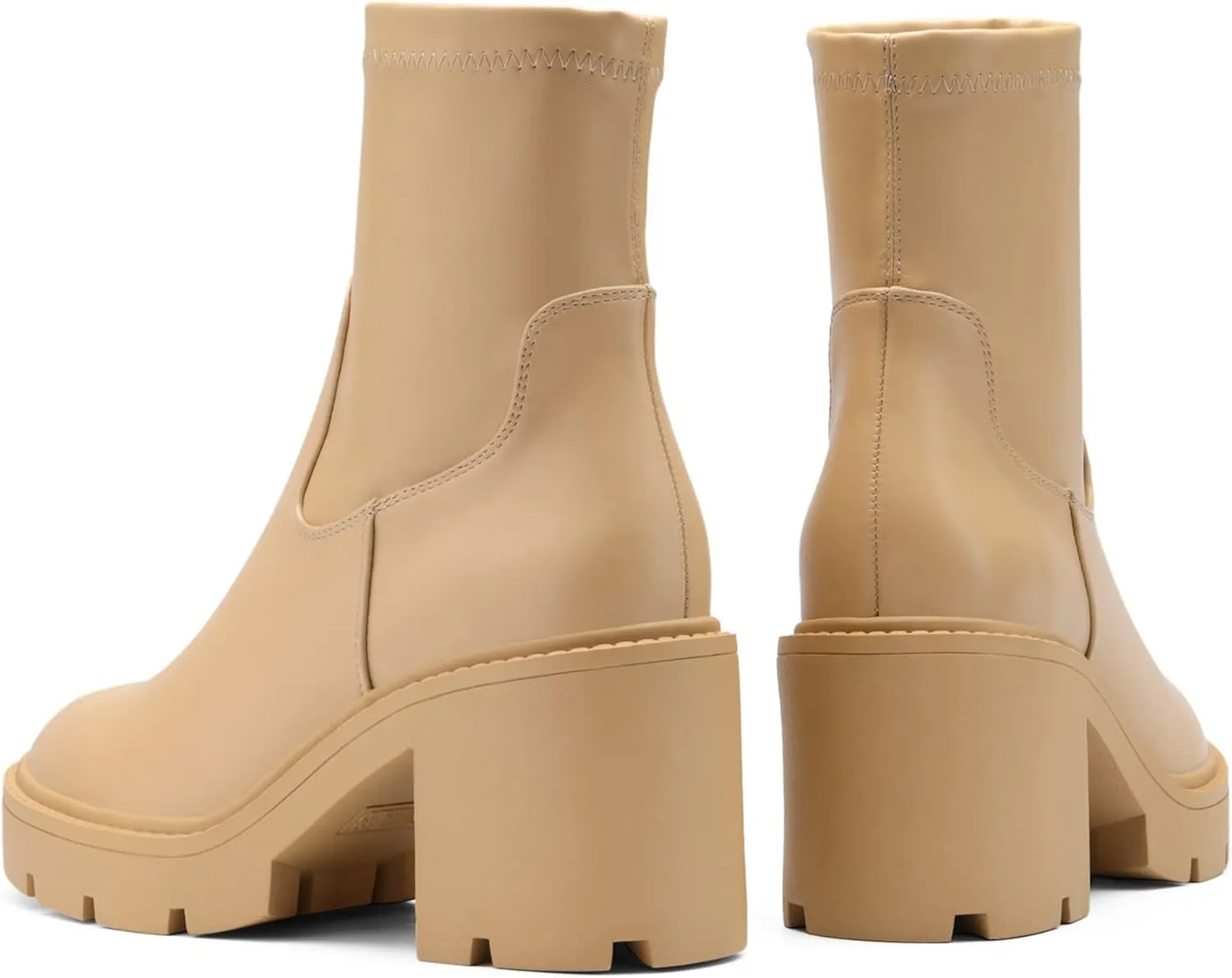 DREAM PAIRS Women's Chelsea Platform Boots Elastic Chunky Heel Lug Sole Ankle Booties Shoes