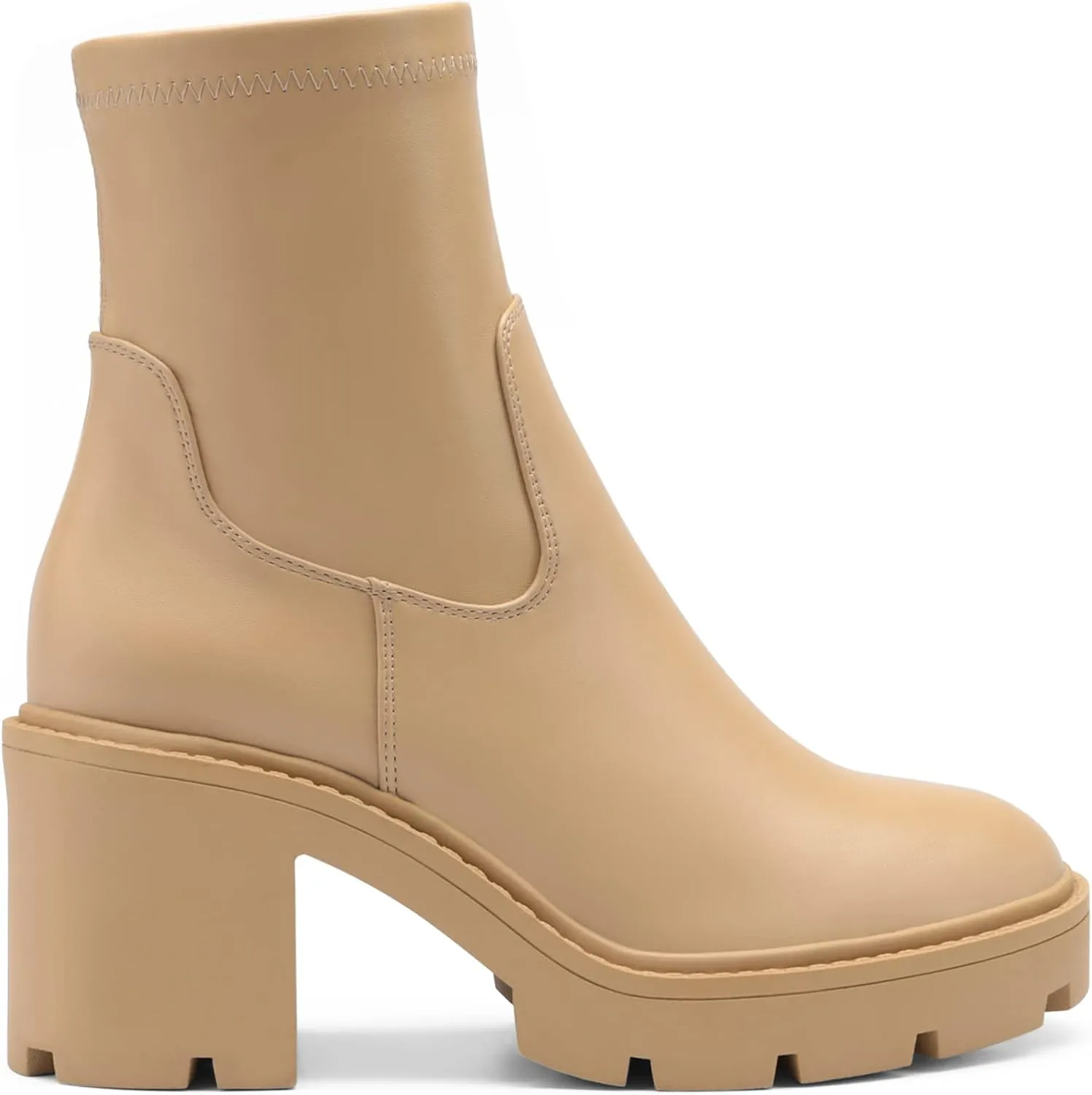 DREAM PAIRS Women's Chelsea Platform Boots Elastic Chunky Heel Lug Sole Ankle Booties Shoes