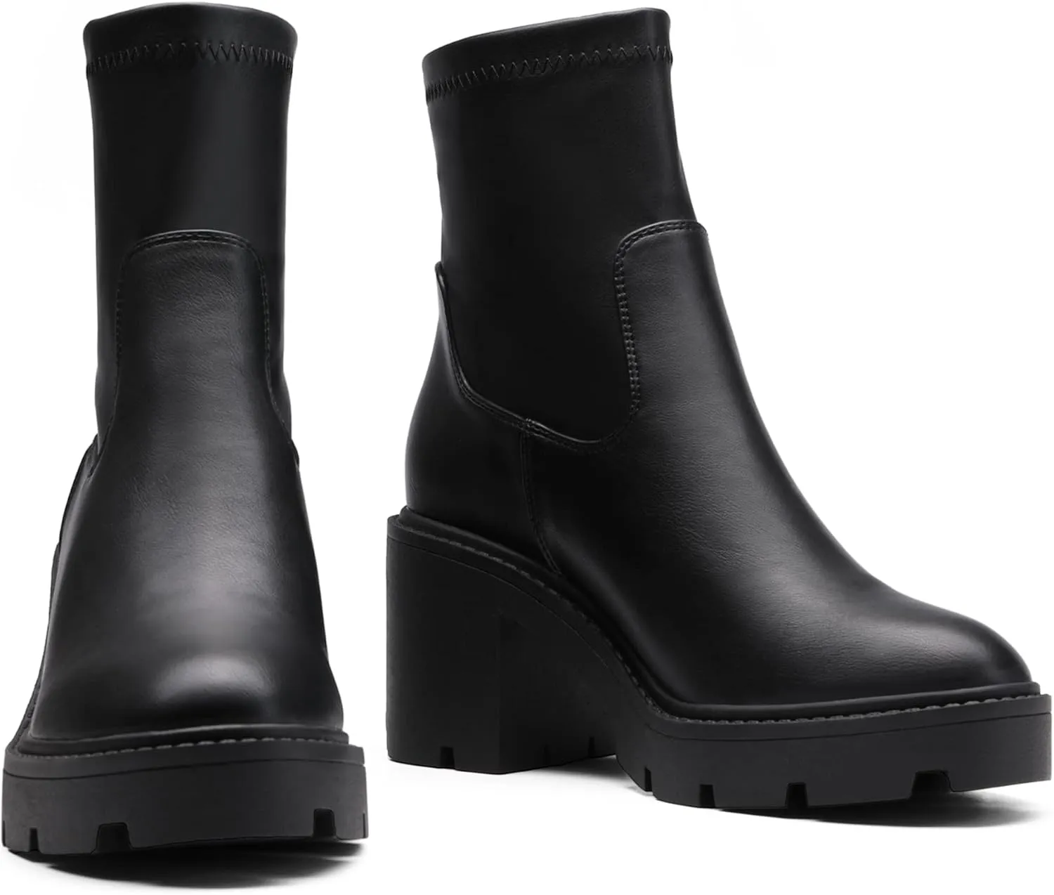 DREAM PAIRS Women's Chelsea Platform Boots Elastic Chunky Heel Lug Sole Ankle Booties Shoes