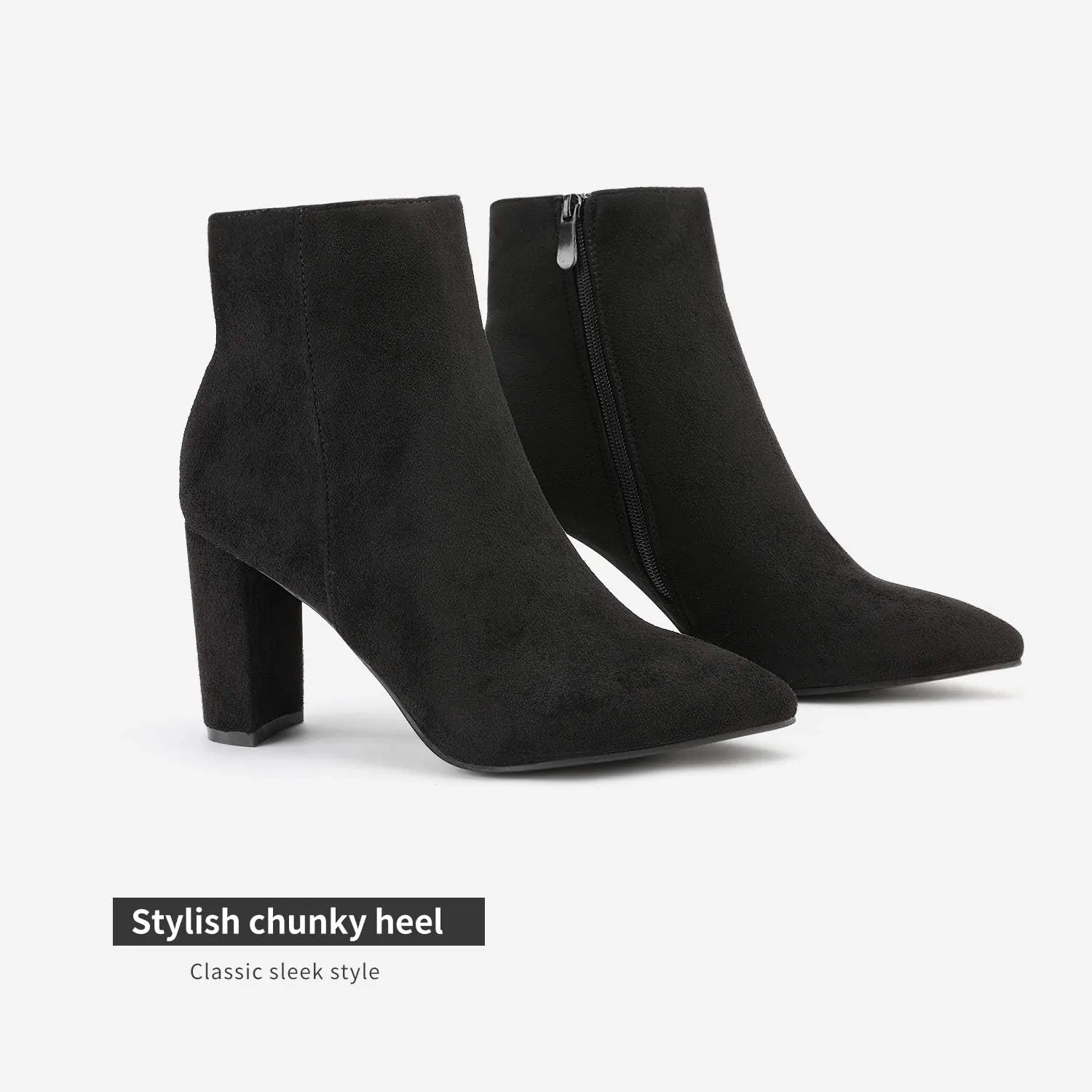 DREAM PAIRS Women's Chunky Heel Ankle Booties Pointed Toe Short Boots