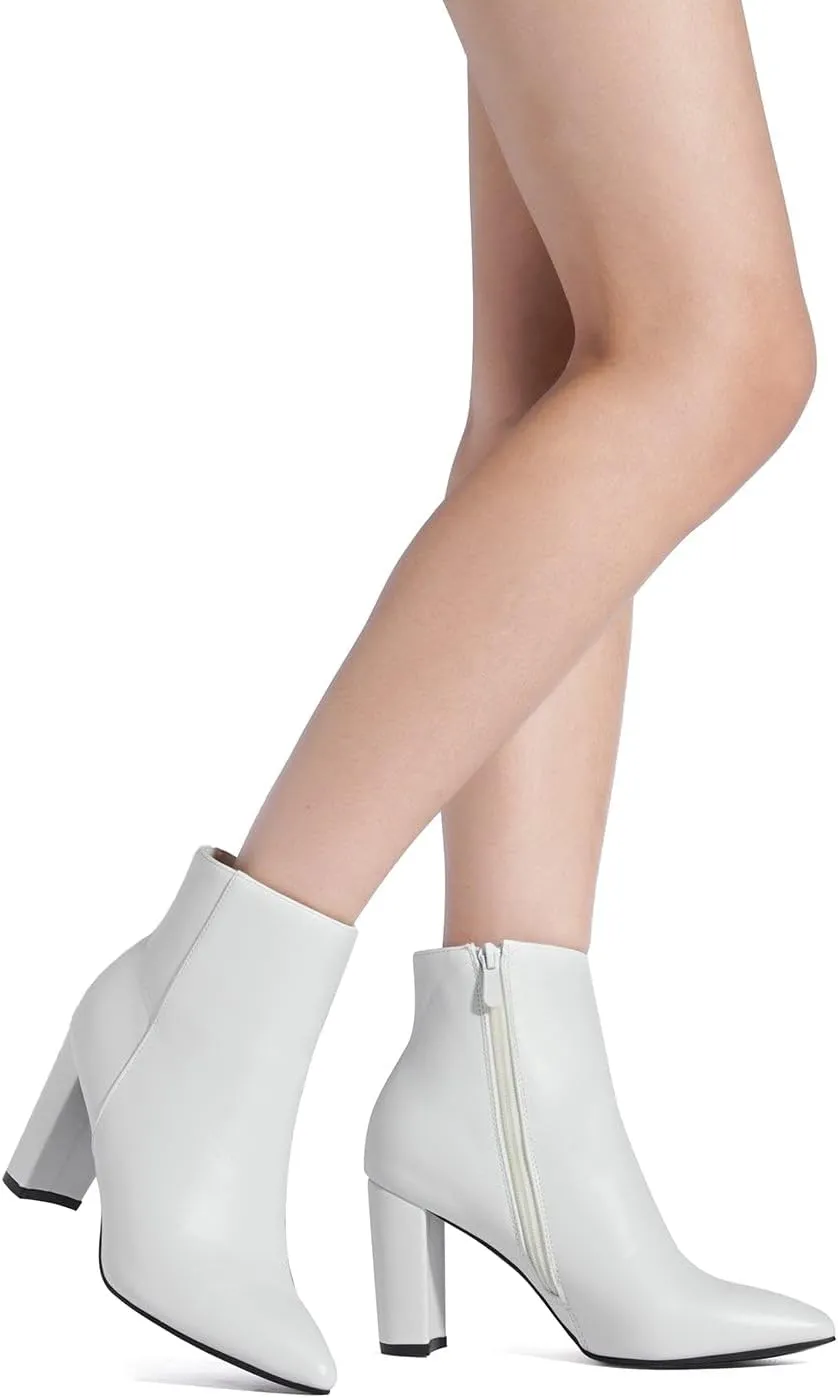 DREAM PAIRS Women's Chunky Heel Ankle Booties Pointed Toe Short Boots