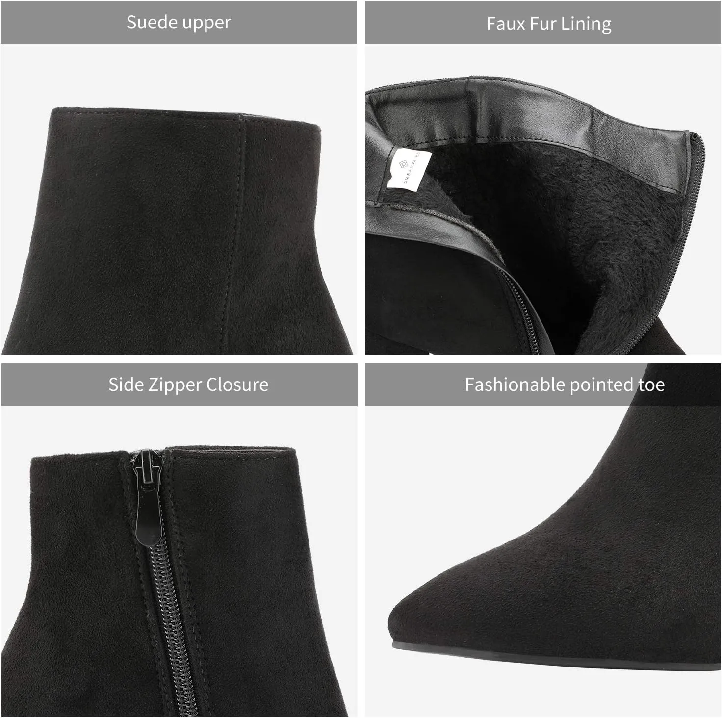 DREAM PAIRS Women's Chunky Heel Ankle Booties Pointed Toe Short Boots