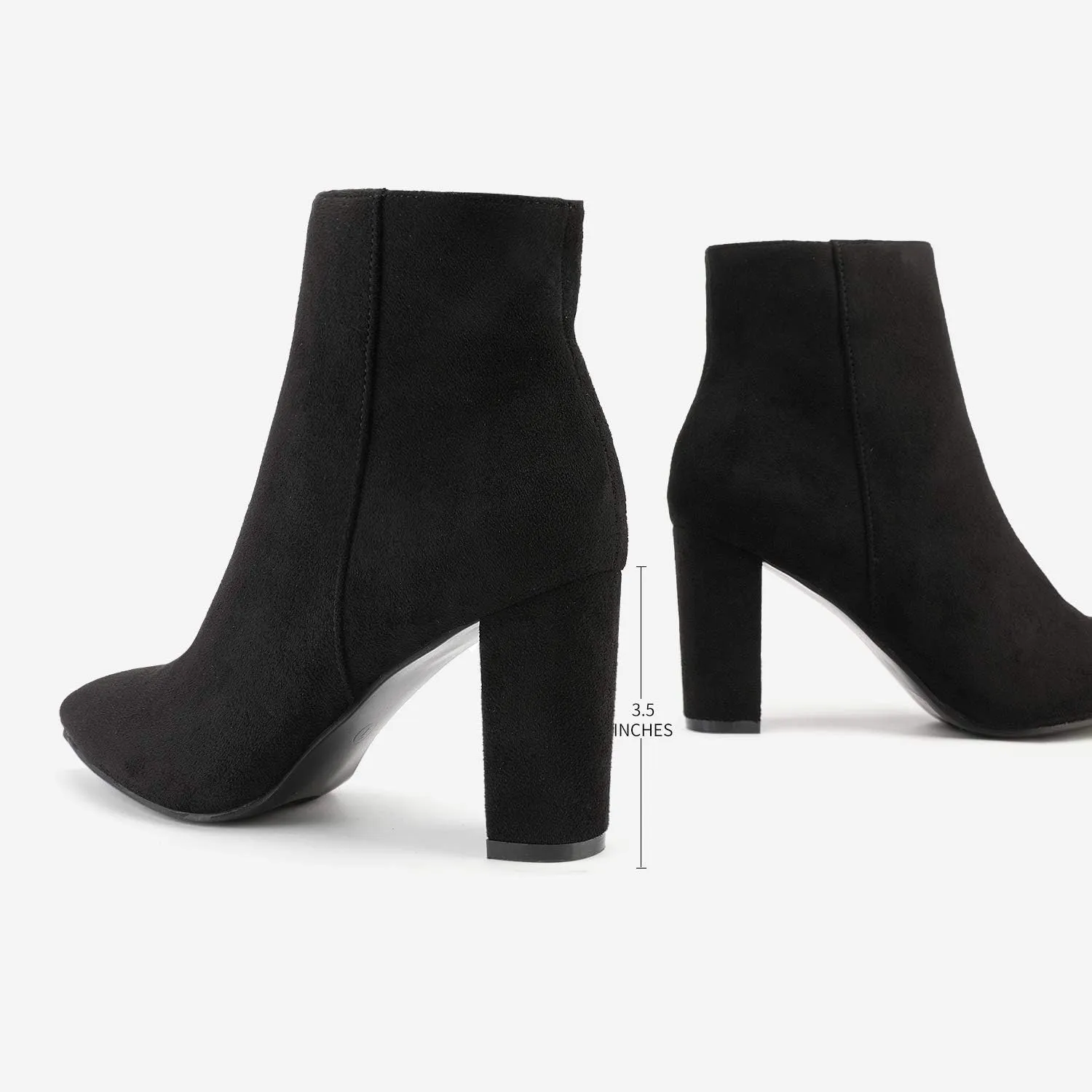 DREAM PAIRS Women's Chunky Heel Ankle Booties Pointed Toe Short Boots