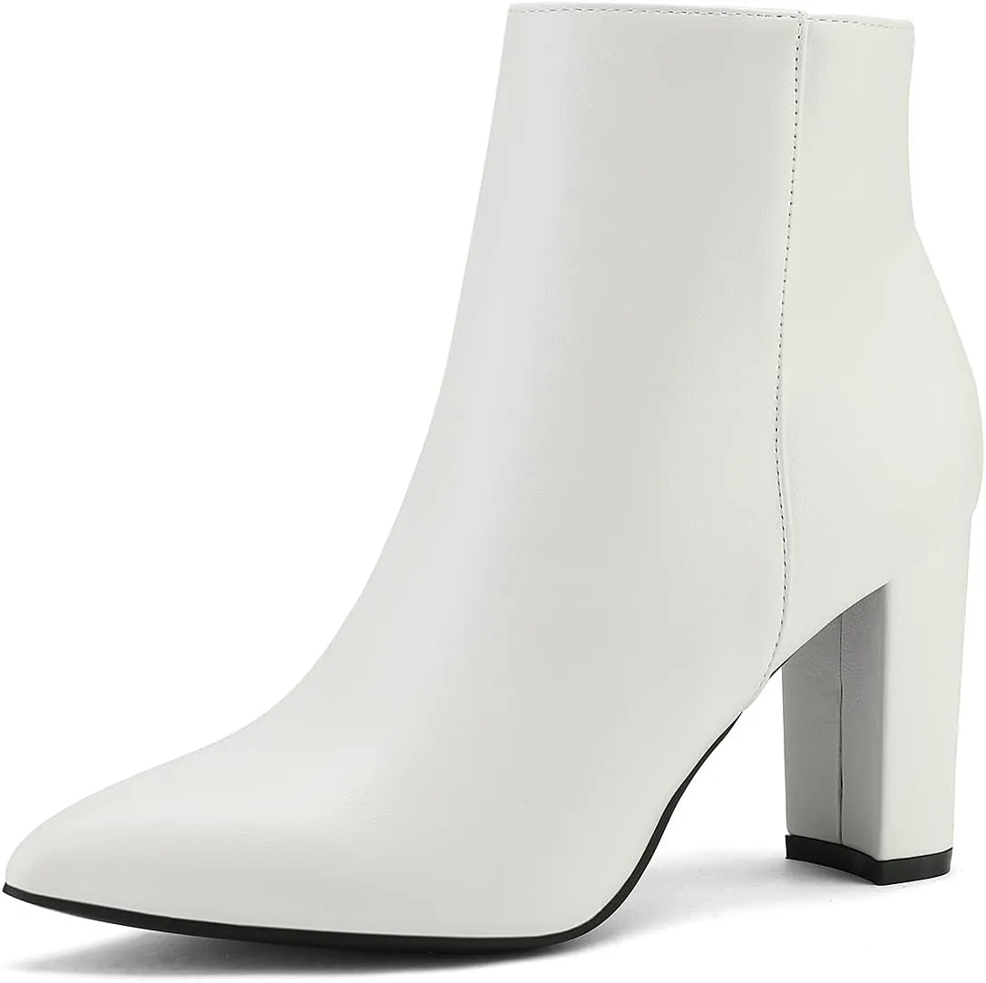 DREAM PAIRS Women's Chunky Heel Ankle Booties Pointed Toe Short Boots