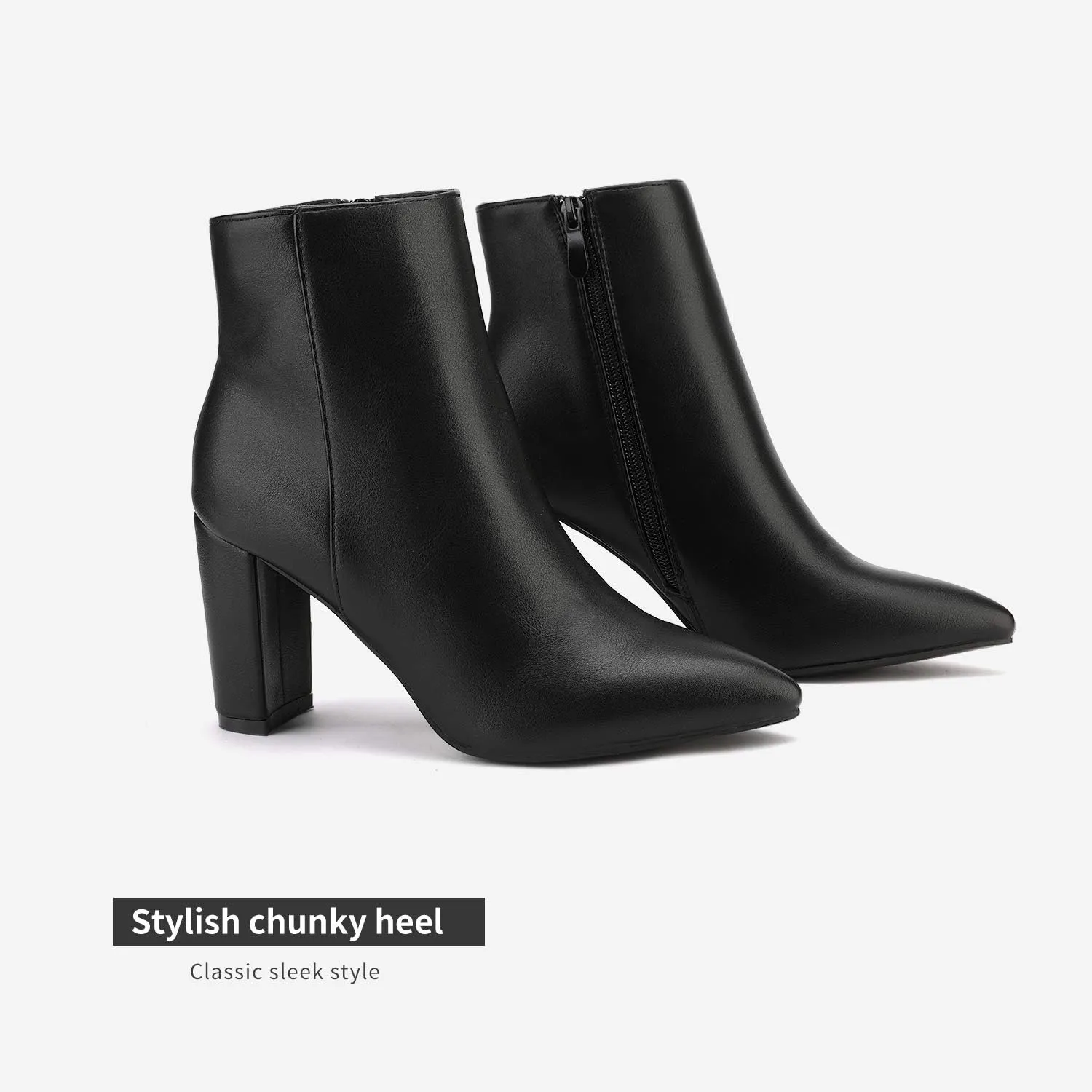 DREAM PAIRS Women's Chunky Heel Ankle Booties Pointed Toe Short Boots
