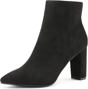 DREAM PAIRS Women's Chunky Heel Ankle Booties Pointed Toe Short Boots