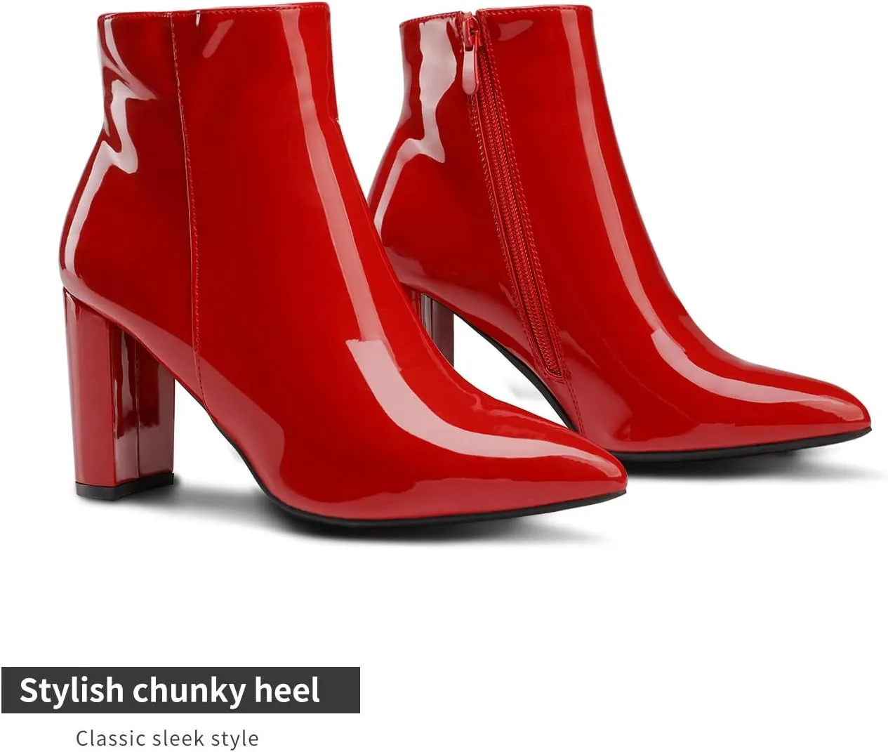 DREAM PAIRS Women's Chunky Heel Ankle Booties Pointed Toe Short Boots