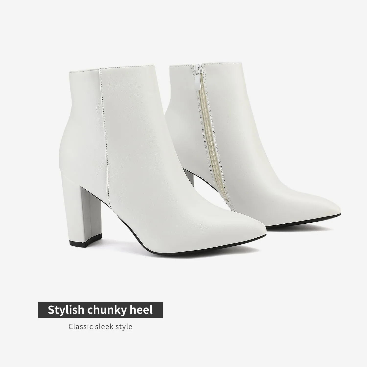 DREAM PAIRS Women's Chunky Heel Ankle Booties Pointed Toe Short Boots