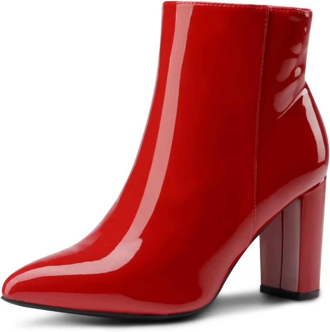 DREAM PAIRS Women's Chunky Heel Ankle Booties Pointed Toe Short Boots