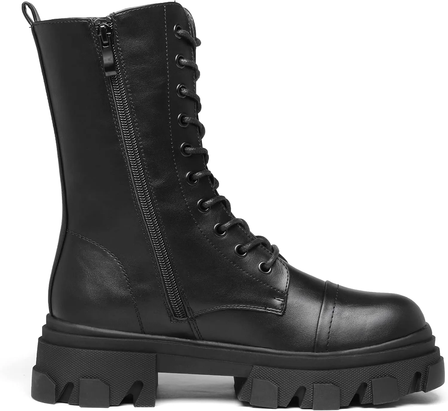 DREAM PAIRS Women’s Combat Boots Lace up Mid Calf Boots Low Heel Chunky Platform Lug Sole Boots