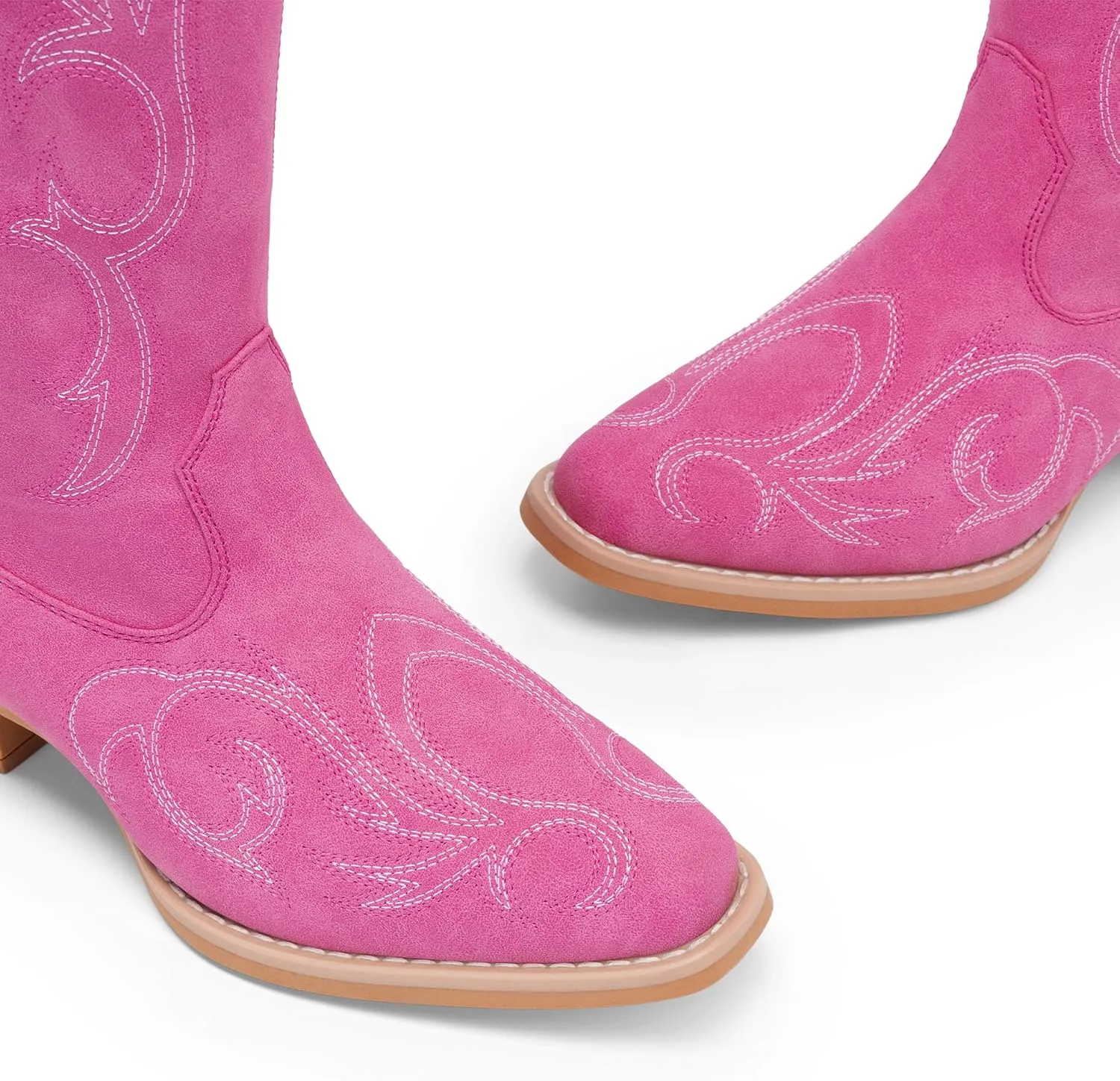 DREAM PAIRS Womens Cowboy Boots Comfortable Cowgirl Knee High Boots Pull On Side Zipper Chunky Heel Embroidered Western Boots