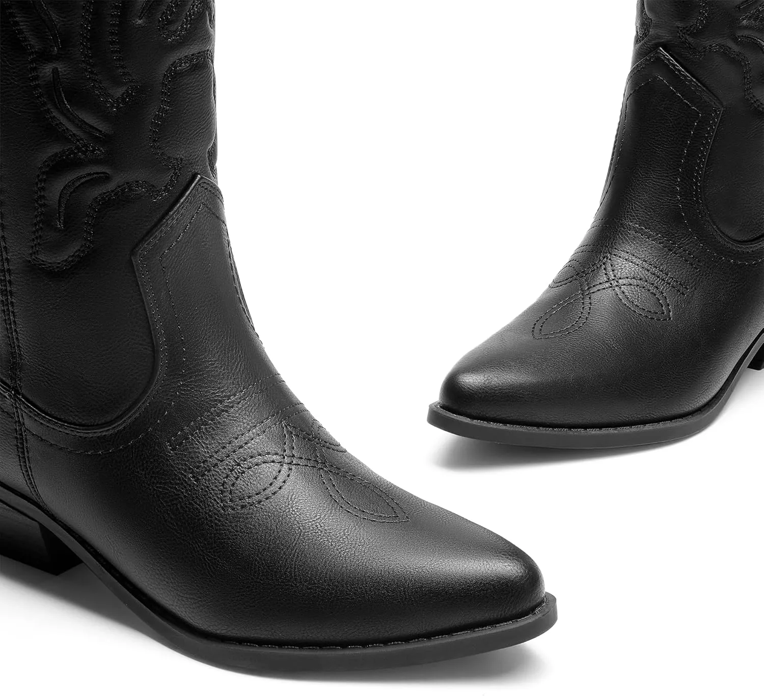 DREAM PAIRS Women's Cowboy Boots Mid Calf Cowgirl Boots Embroidery Stitched Western Boots