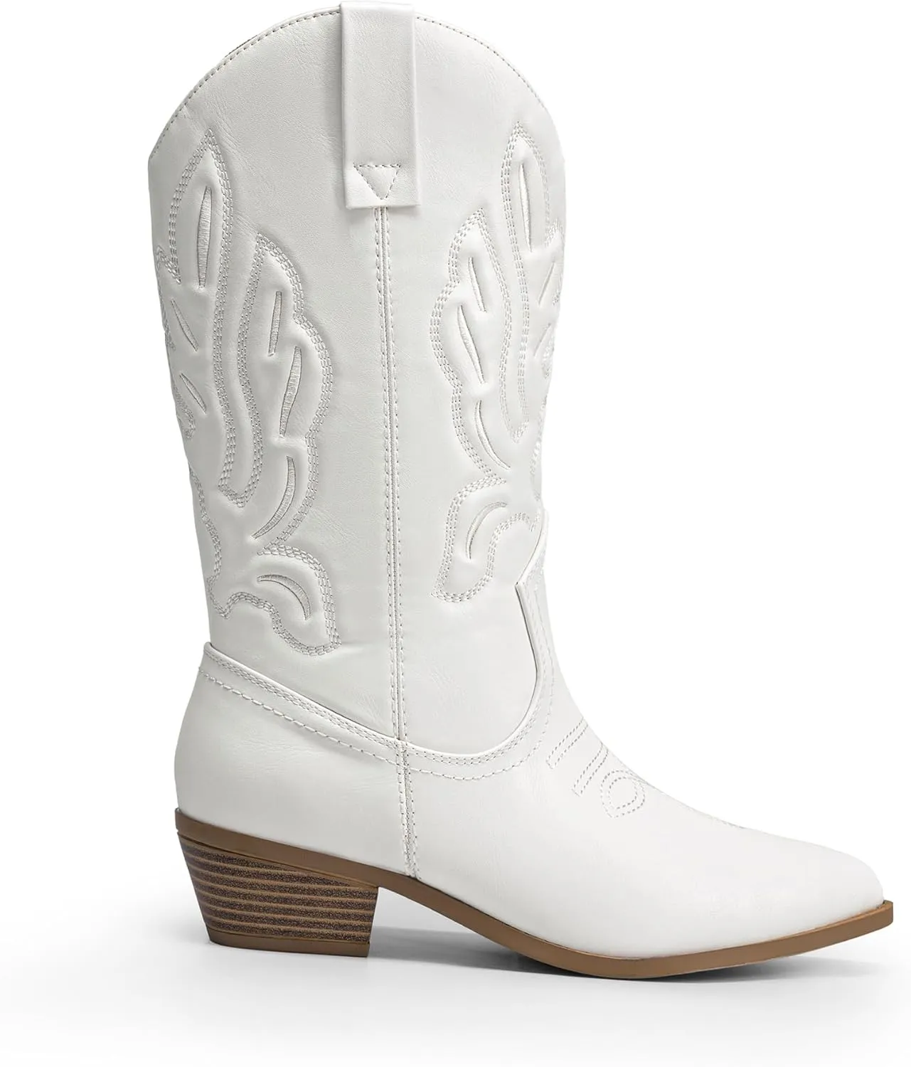 DREAM PAIRS Women's Cowboy Boots Mid Calf Cowgirl Boots Embroidery Stitched Western Boots