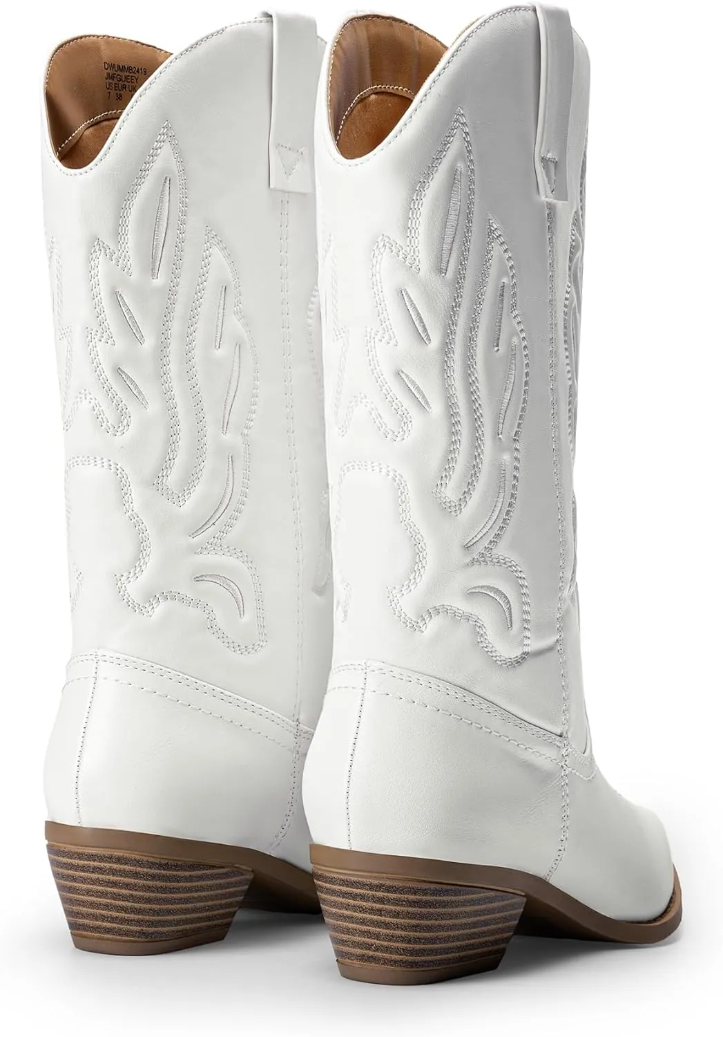DREAM PAIRS Women's Cowboy Boots Mid Calf Cowgirl Boots Embroidery Stitched Western Boots