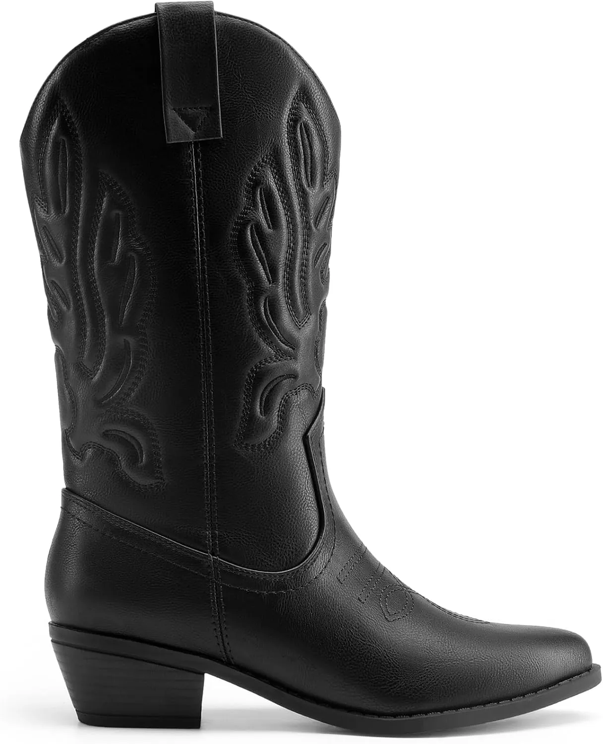 DREAM PAIRS Women's Cowboy Boots Mid Calf Cowgirl Boots Embroidery Stitched Western Boots