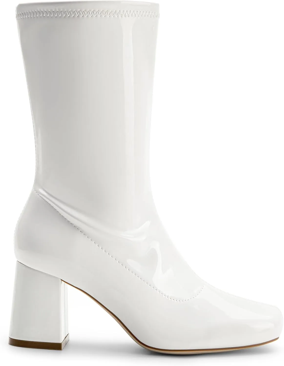 DREAM PAIRS Women's Gogo Boots Mid Calf Low Block Heel Boots Zipper Square Toe Ankle Boots For Party Cosplay Dance