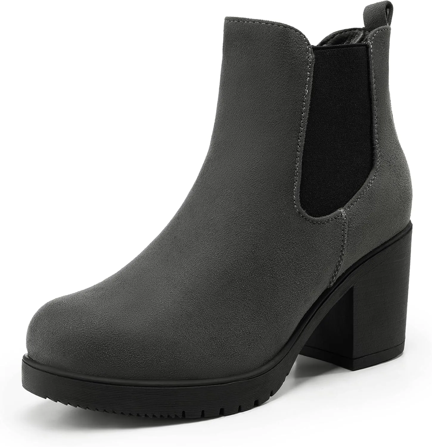 DREAM PAIRS Women's High Chunky Heel Chelsea Ankle Boots Slip On Elastic Fall Heeld Booties Shoes