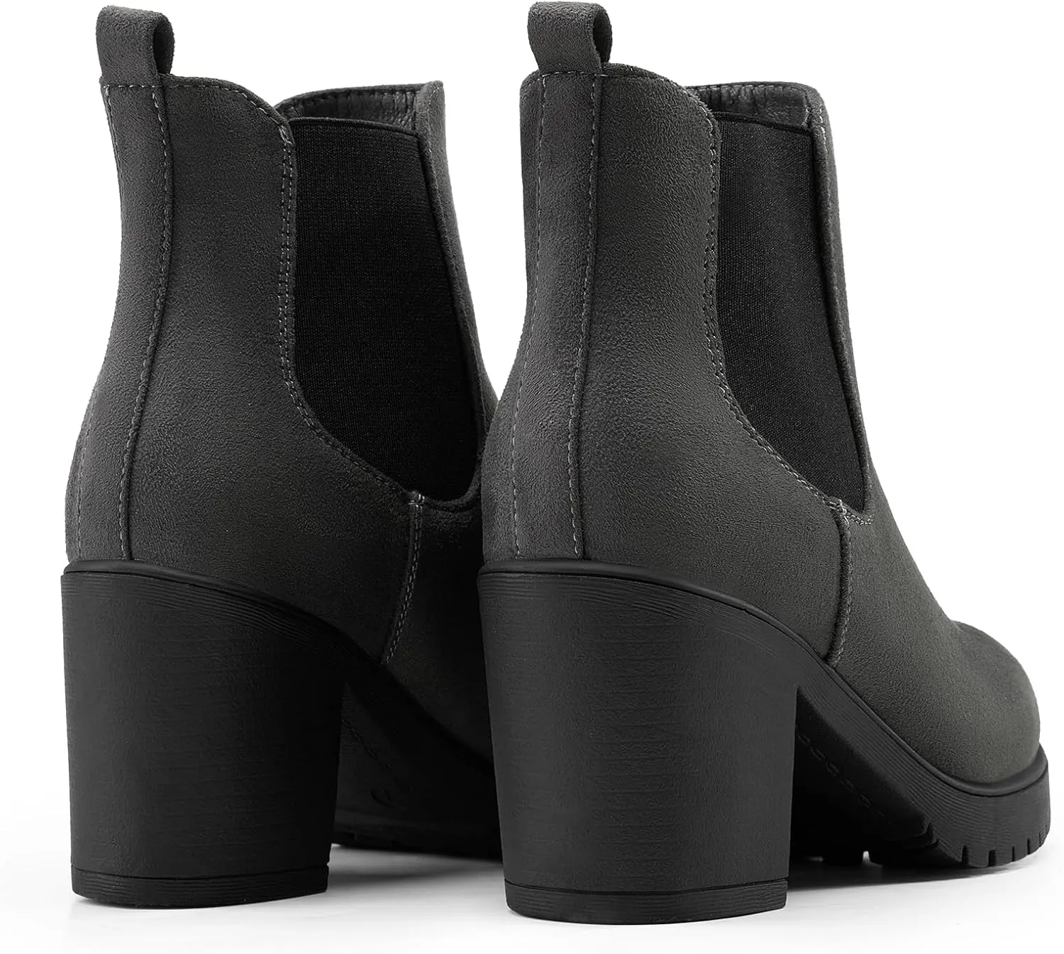 DREAM PAIRS Women's High Chunky Heel Chelsea Ankle Boots Slip On Elastic Fall Heeld Booties Shoes