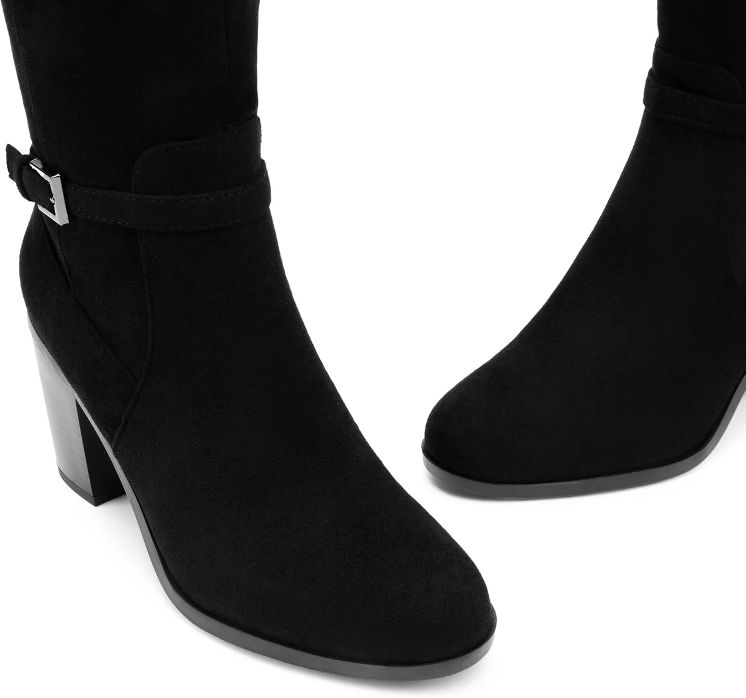 DREAM PAIRS Women's Knee-High Boots Comfortable Chunky Block Heel Riding Boots Fall Boots Pointed Toe Side Zipper Suede Tall Boots