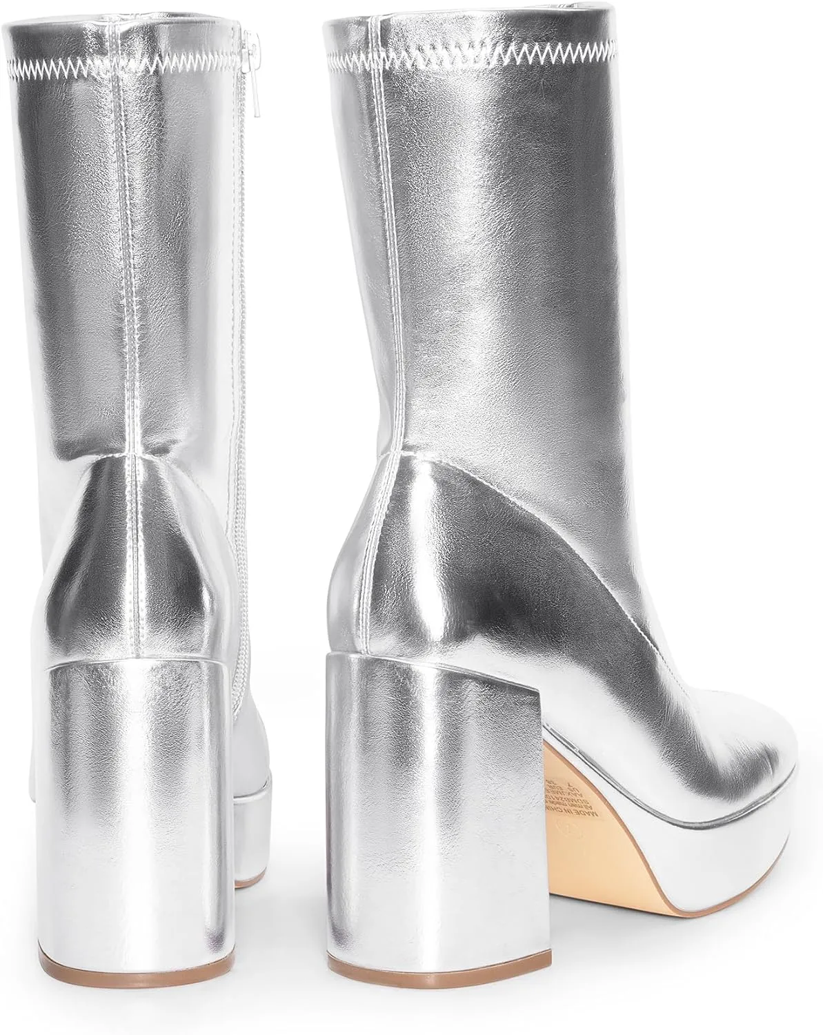 DREAM PAIRS Women's Mid Calf Gogo Boots Platform High Chunky Block Heel Square Toe Ankle Boots