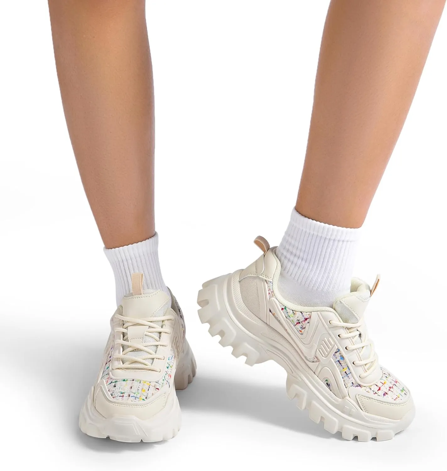 DREAM PAIRS Women's Platform Chunky Fashion Sneakers Y2K Maeve Lace-Up Comfortable Sneakers Casual Walking Shoes