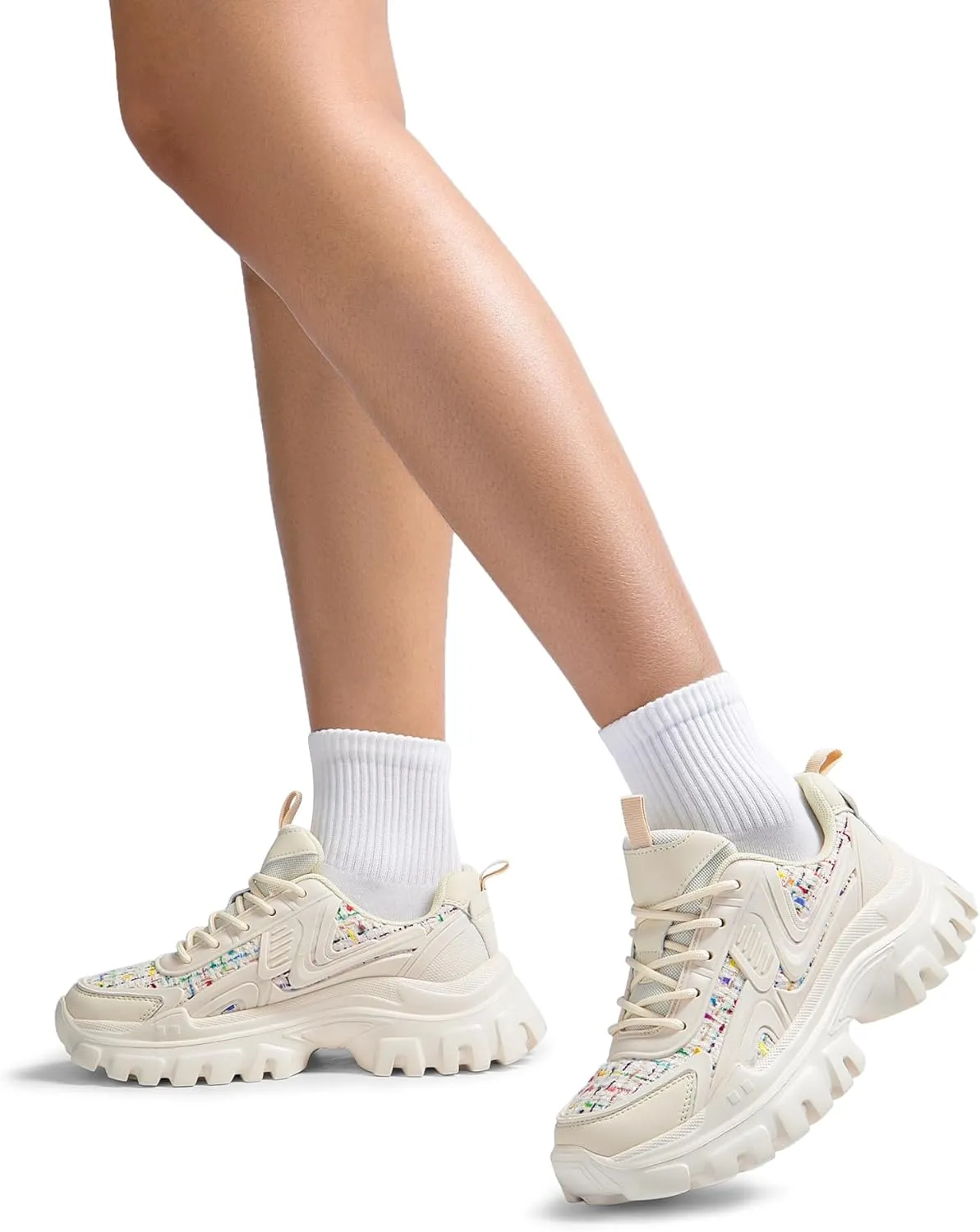 DREAM PAIRS Women's Platform Chunky Fashion Sneakers Y2K Maeve Lace-Up Comfortable Sneakers Casual Walking Shoes