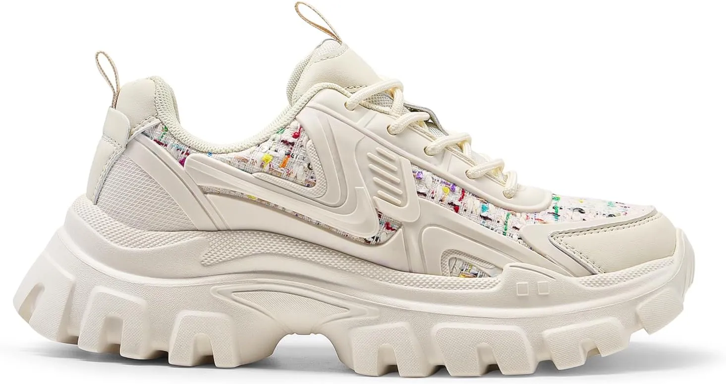 DREAM PAIRS Women's Platform Chunky Fashion Sneakers Y2K Maeve Lace-Up Comfortable Sneakers Casual Walking Shoes