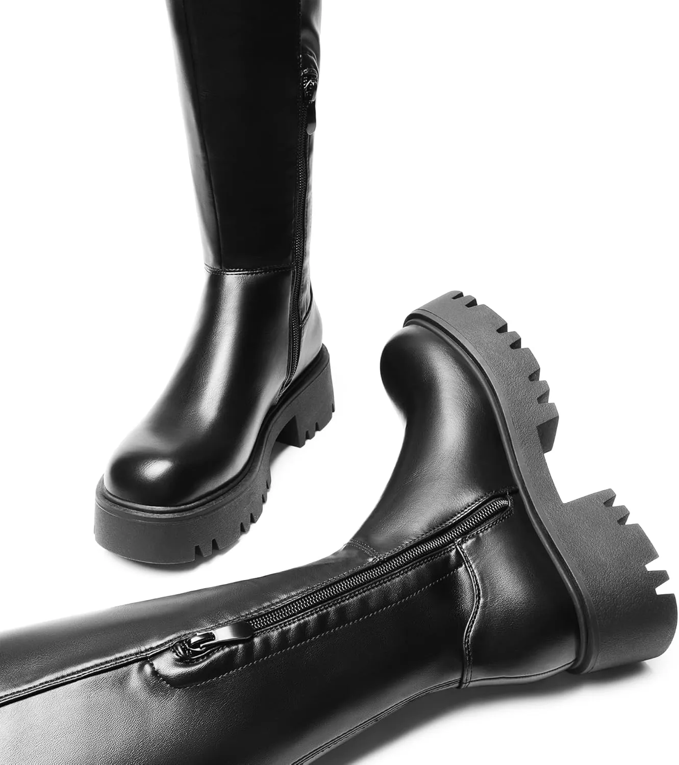 DREAM PAIRS Women's Platform Over The Knee Boots Lug Sole Round Toe Thigh High Long Chunky Block Heels Fall Boots