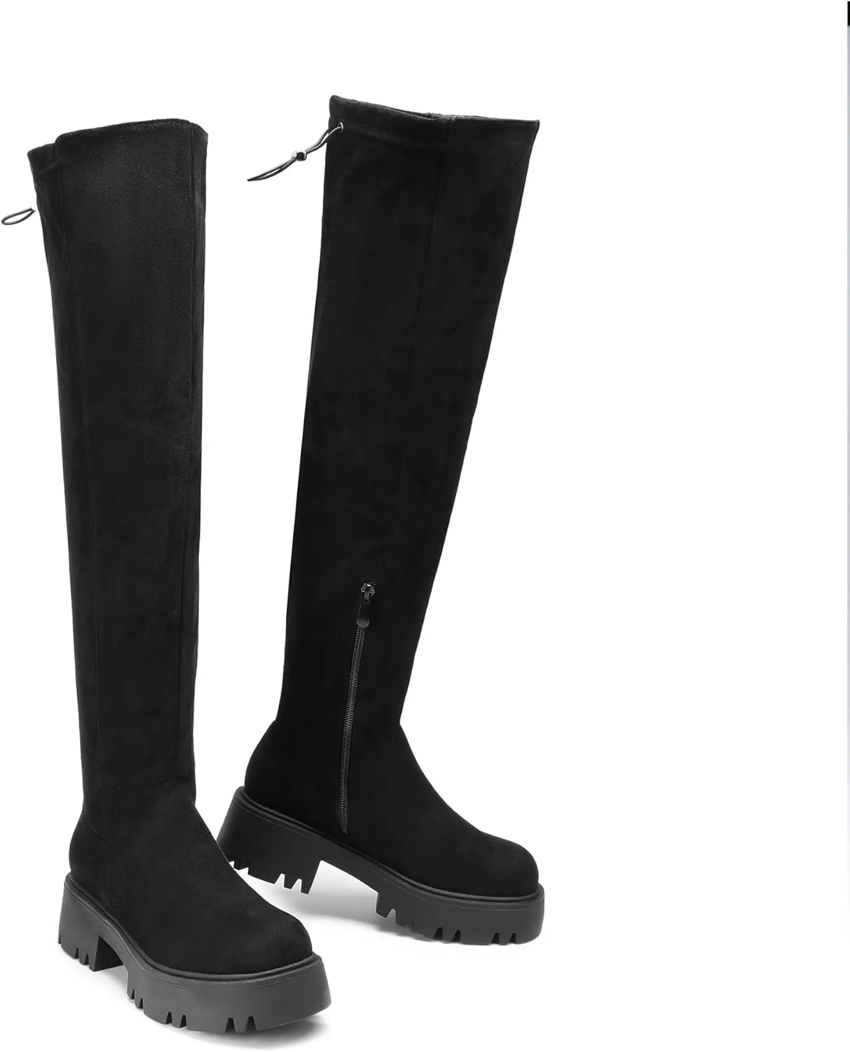 DREAM PAIRS Women's Platform Over The Knee Boots Lug Sole Round Toe Thigh High Long Chunky Block Heels Fall Boots