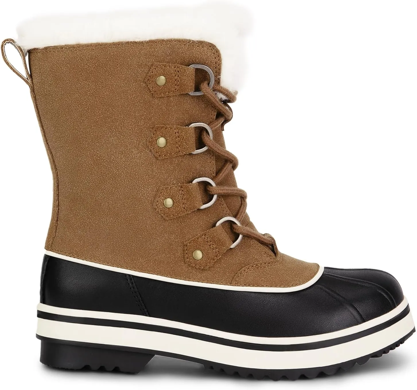 DREAM PAIRS Women's Snow Winter Boots Mid Calf Waterproof Warm Faux Fur Lined Lace Up Anti-slip Outdoor Duck Boots