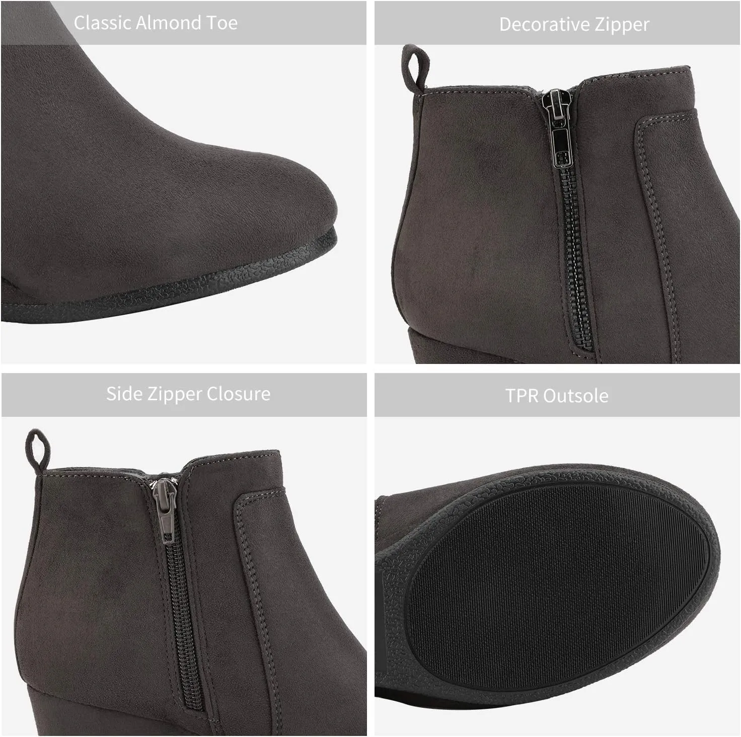 DREAM PAIRS Women's Suede Low Wedges Ankle Boots