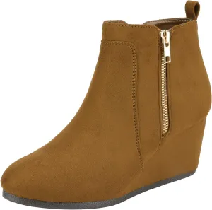 DREAM PAIRS Women's Suede Low Wedges Ankle Boots