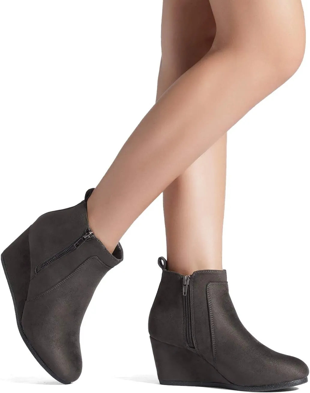 DREAM PAIRS Women's Suede Low Wedges Ankle Boots