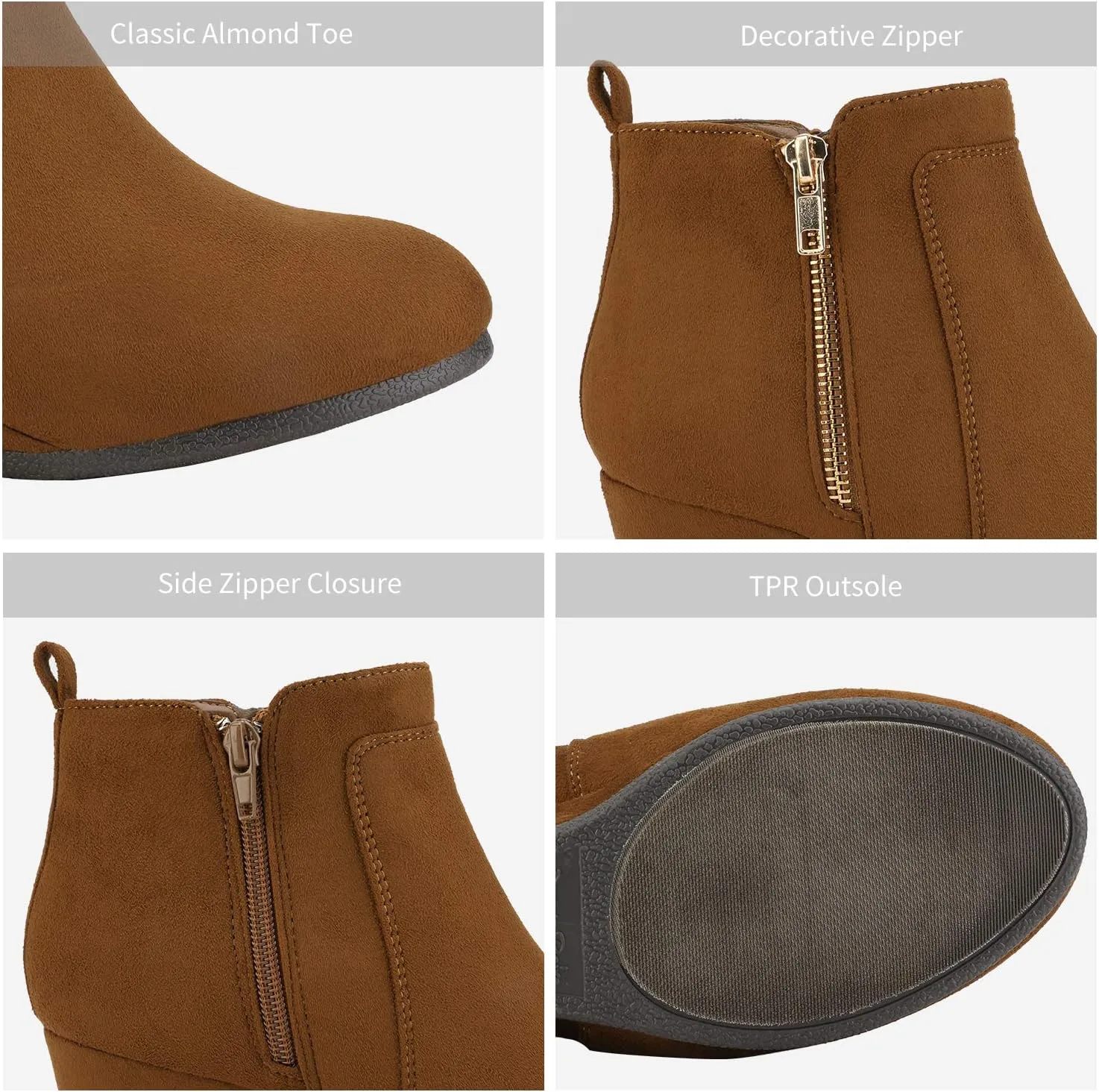 DREAM PAIRS Women's Suede Low Wedges Ankle Boots