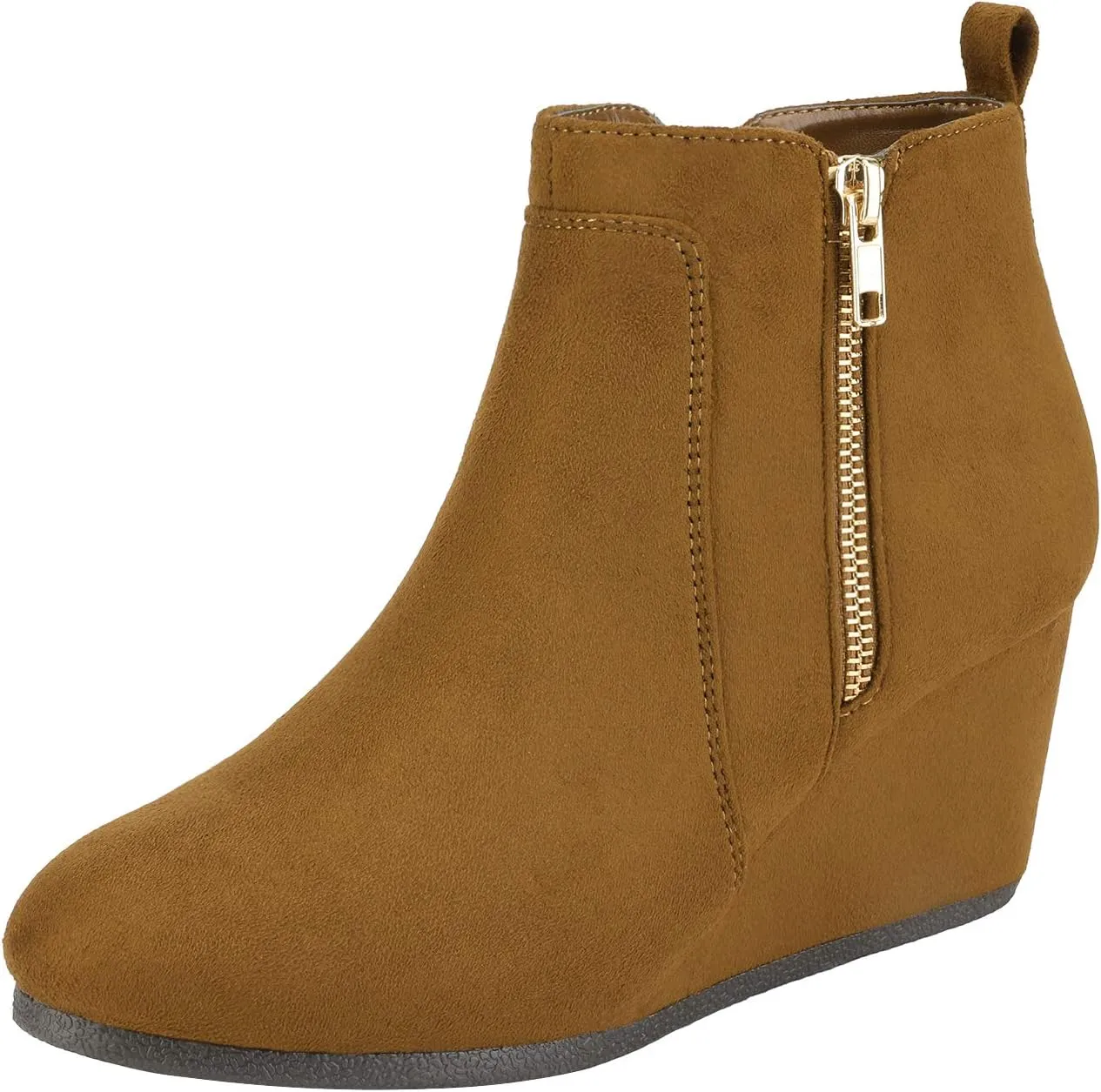 DREAM PAIRS Women's Suede Low Wedges Ankle Boots