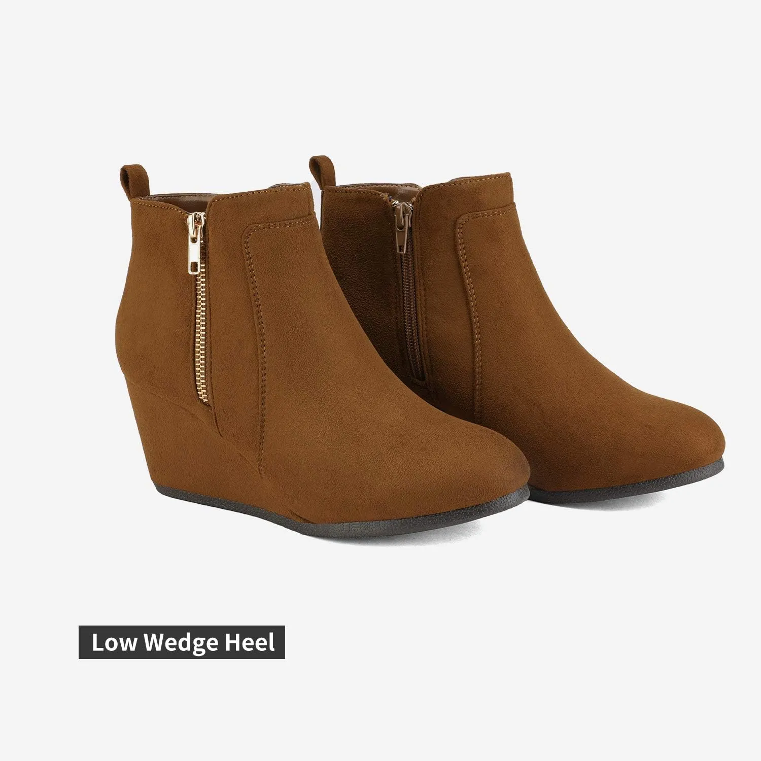 DREAM PAIRS Women's Suede Low Wedges Ankle Boots