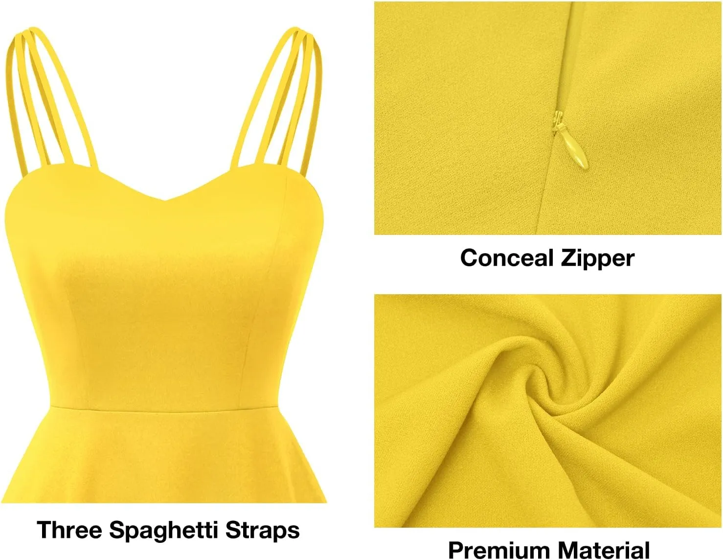 DRESSTELLS Women's Hi-Low Spaghetti Strap Dresses Summer Fit Flare Cocktail Wedding Guest Bridesmaid Dress