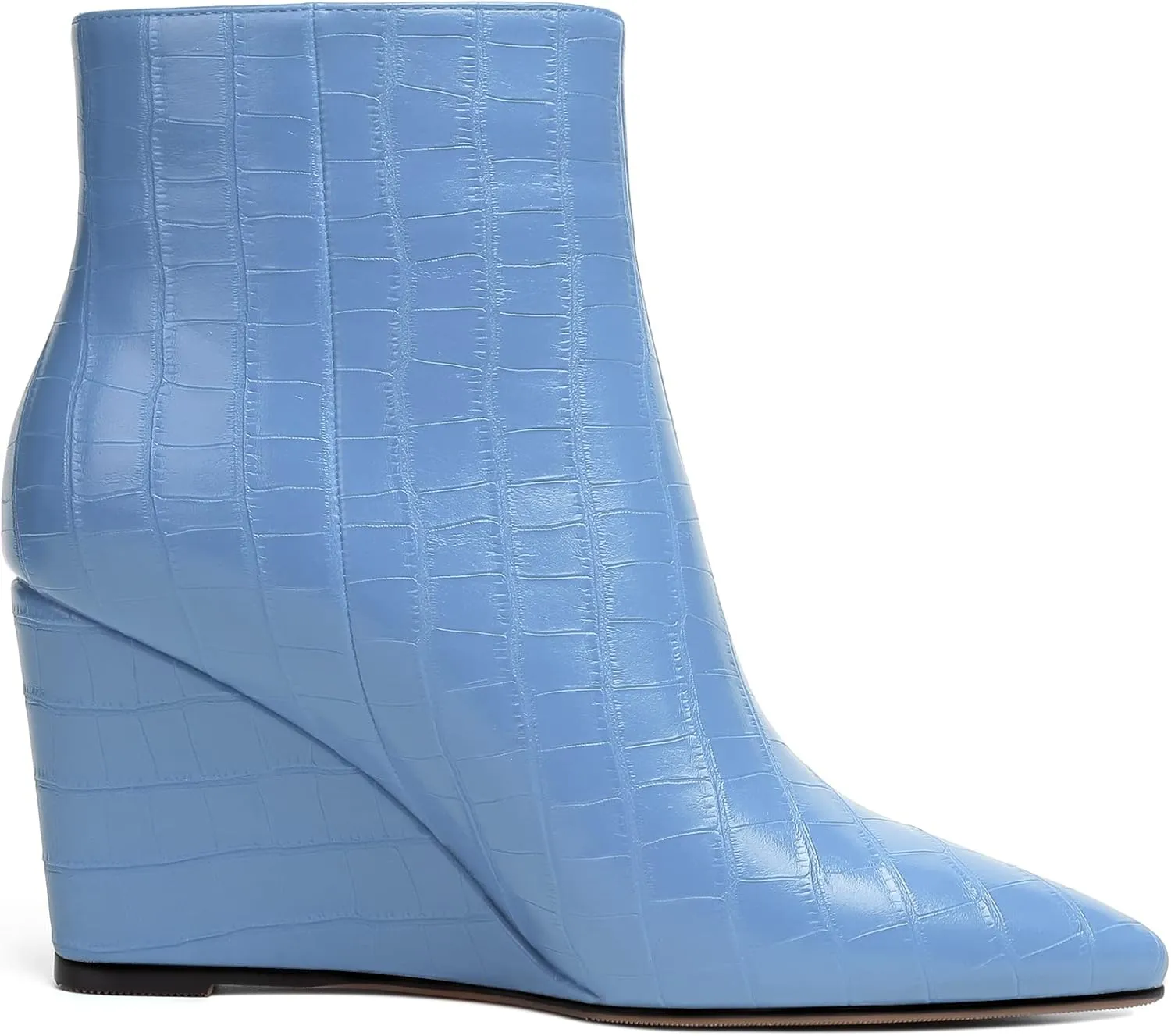 Eldof Wedge Heel Ankle Boots for Women with Zip Closure Pointed Toe Wedge Booties Party Dress Fashion Short Booties 3.5 Inch