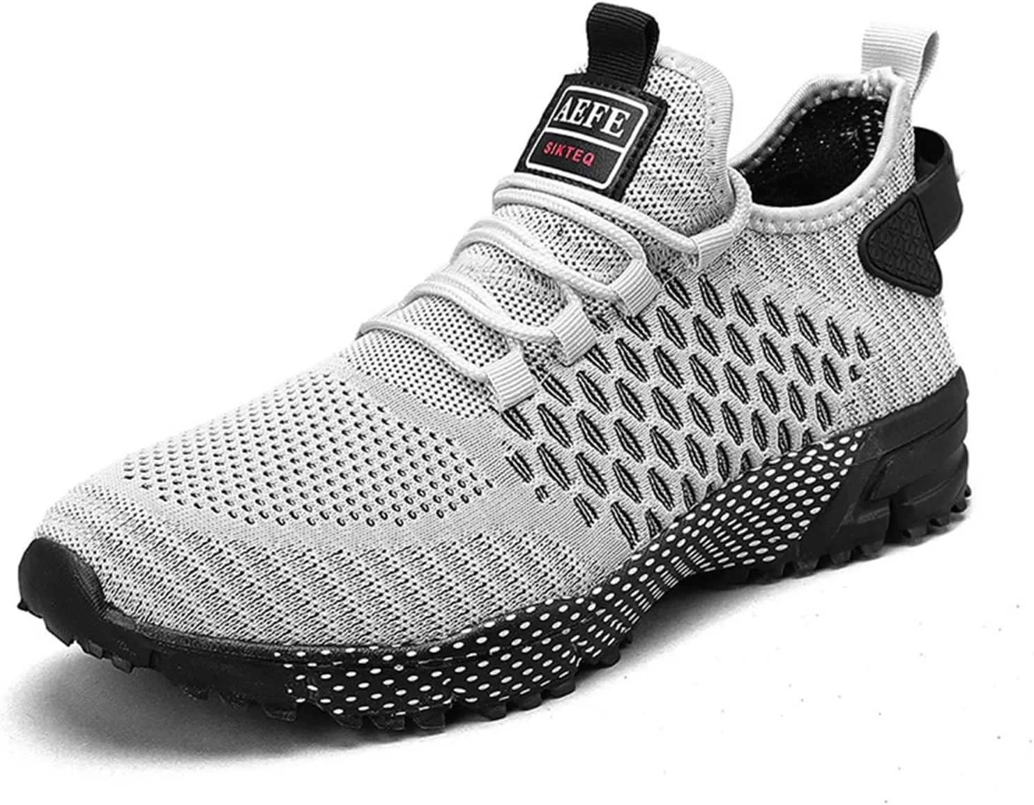 Ephirebra Men's Knitted Mesh Flat Sneakers Slip-On Lace Up Causal Low Top Walking Shoes Outdoor Trainer Comfortable Non-Slip Sport Shoes